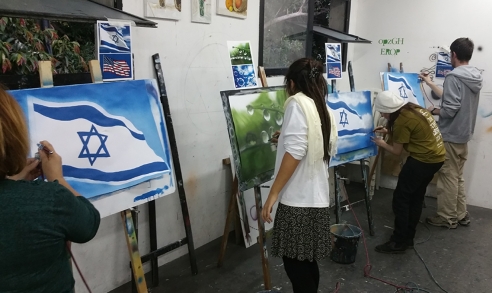 תלמידים בשעת ציור באיירבראש