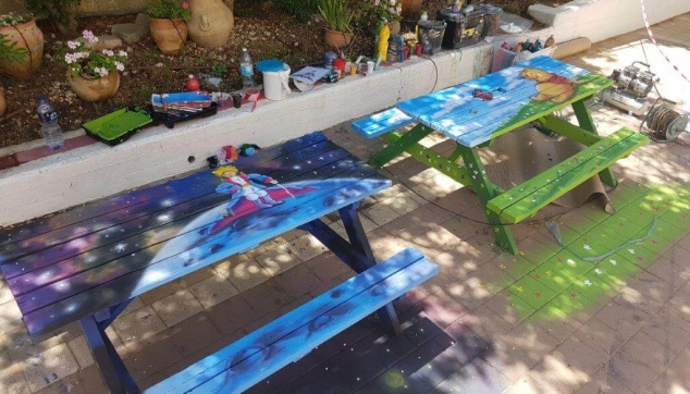 הנסיך הקטן ופה הדב בציורים על שולחנות