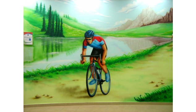 ציור קיר בחדר המתנה בבית חולים