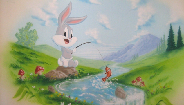 ציור קיר לילדים באגס באני