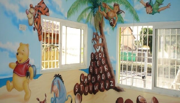 ציור קיר לילדים פה הדב